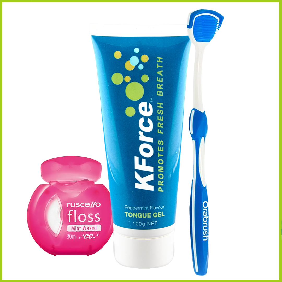 Bundle - Ruscello Floss & KForce Tongue Gel/OraBrush